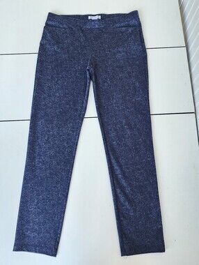 89th & Madison Ankle Pants Womens Stretch Navy Blue Gray Pull On Rayon Sz M